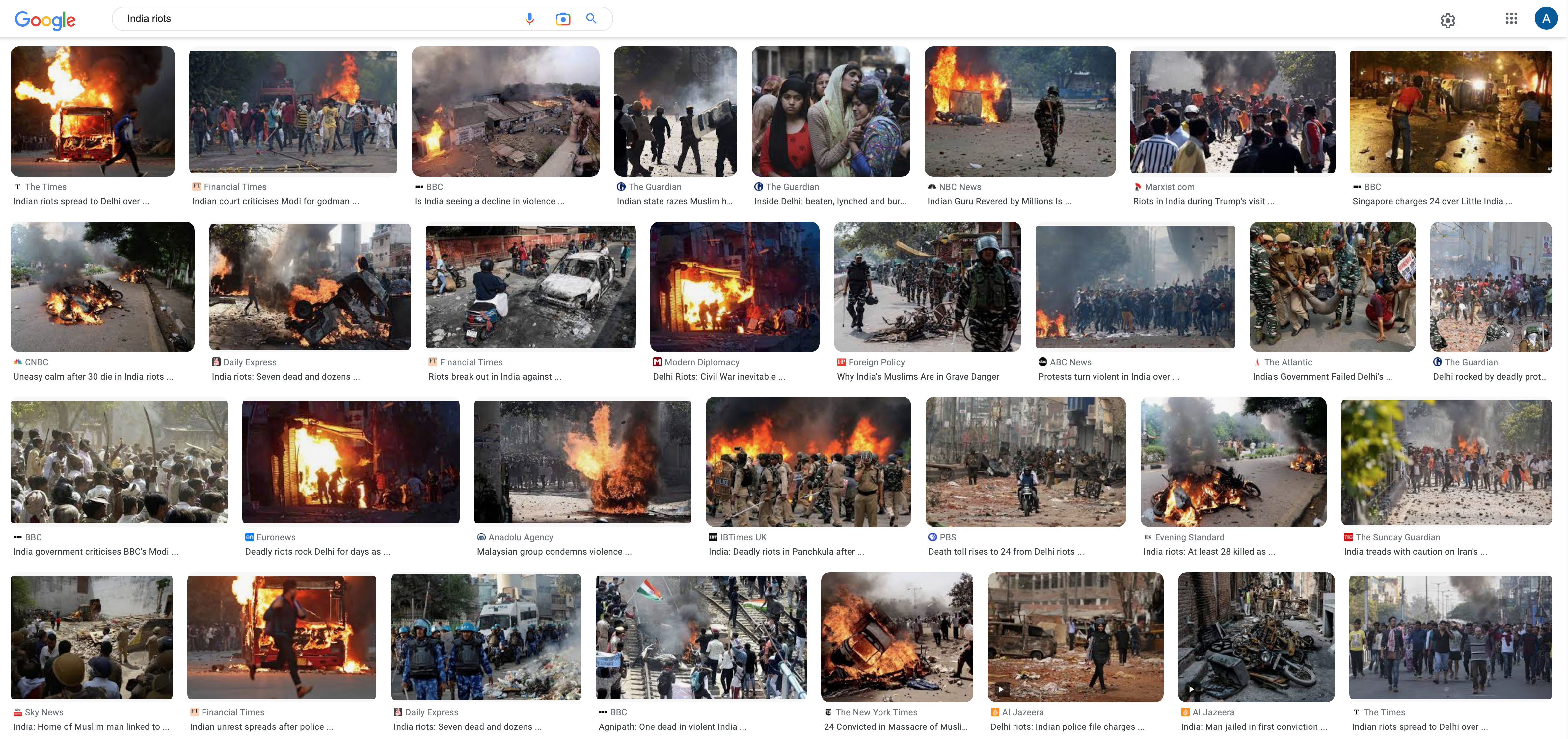 India riots Google