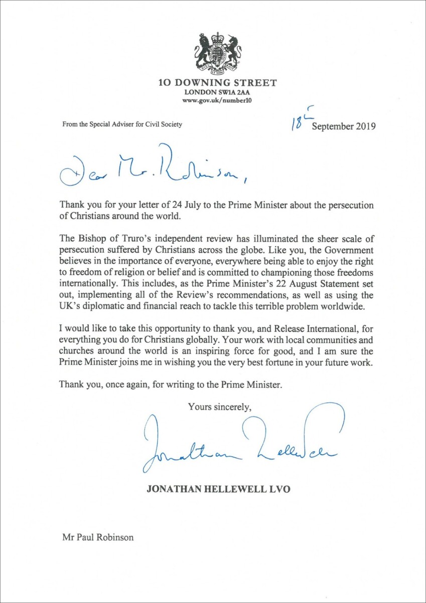 Letter from PMs office18Sep19