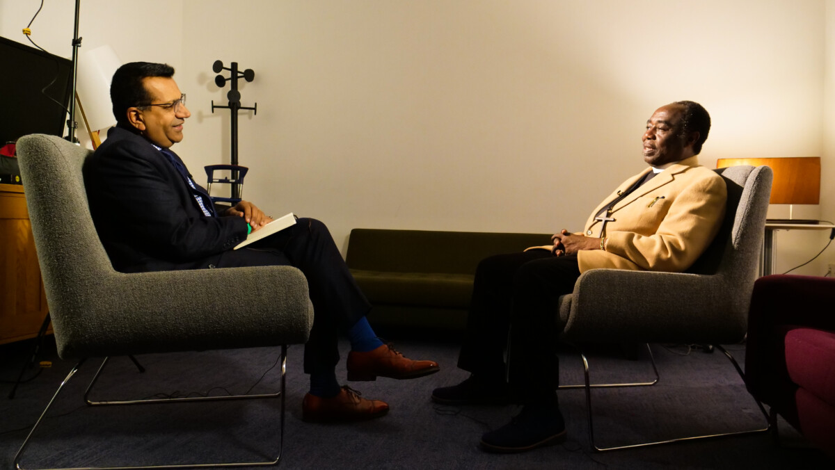 Martin Bashir interviews Release Partner Archbishop Ben Kwashi for the BBC Today programme. Picture Ellie Mitchell Release International
