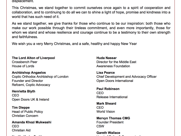NGO Christmas message 2020
