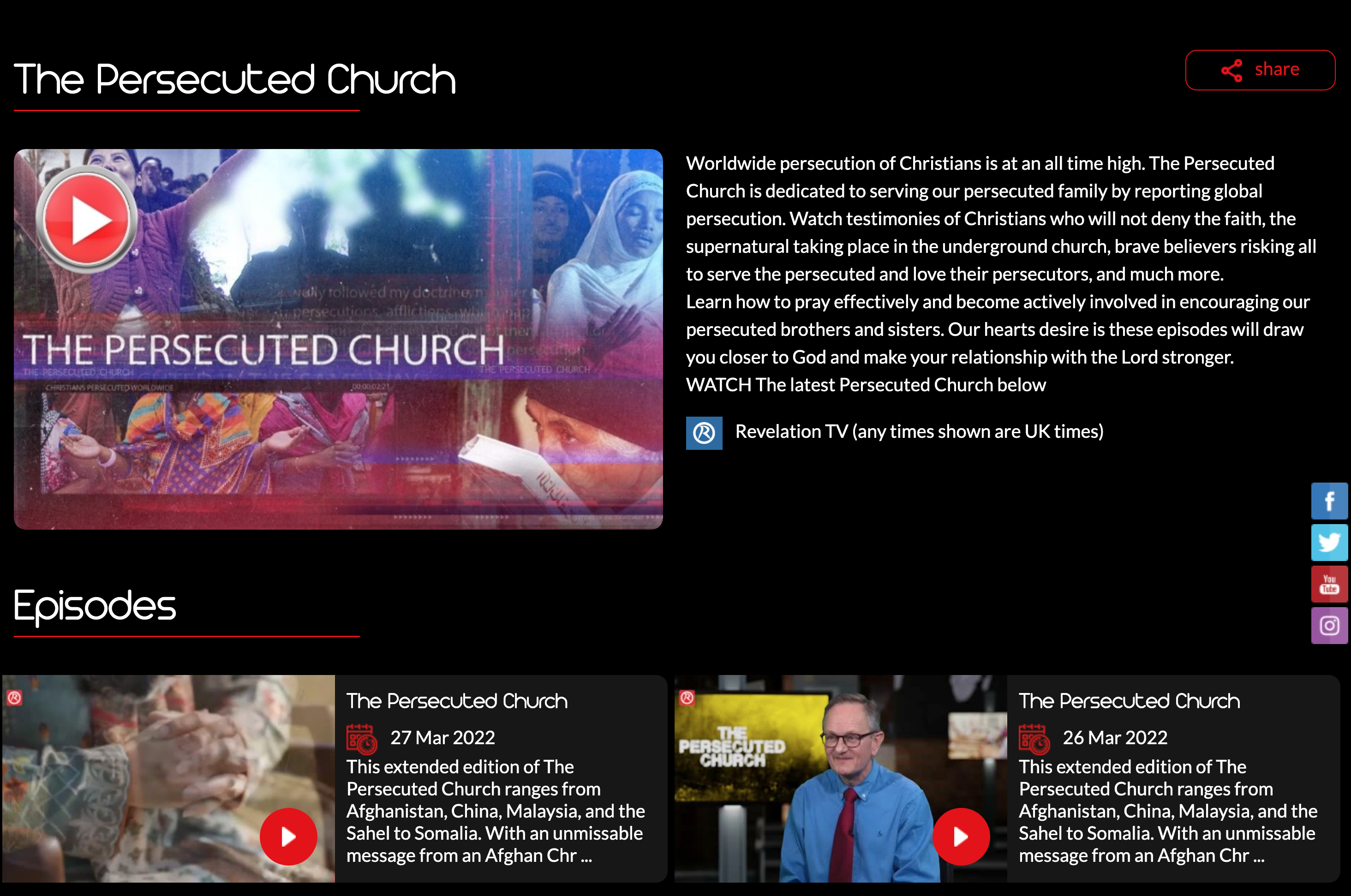The Persecuted Church screengrab March 2022